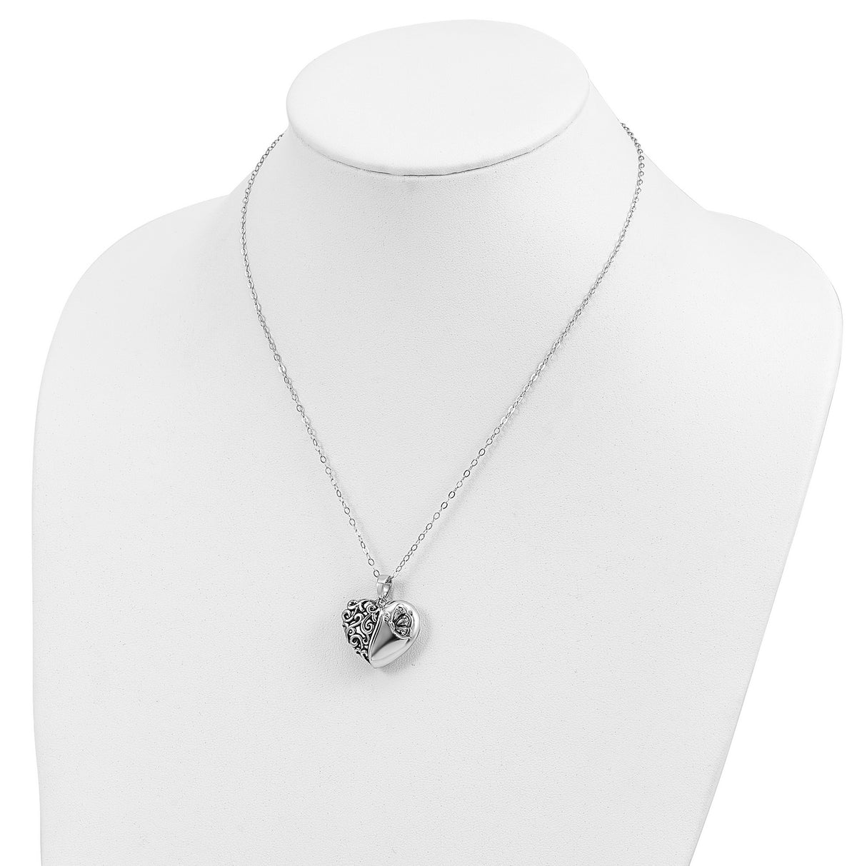 Antiqued One More Day Heart Shape with Butterfly Ash Holder 18 Inch Necklace Charm Pendant in Real 925 Sterling Silver