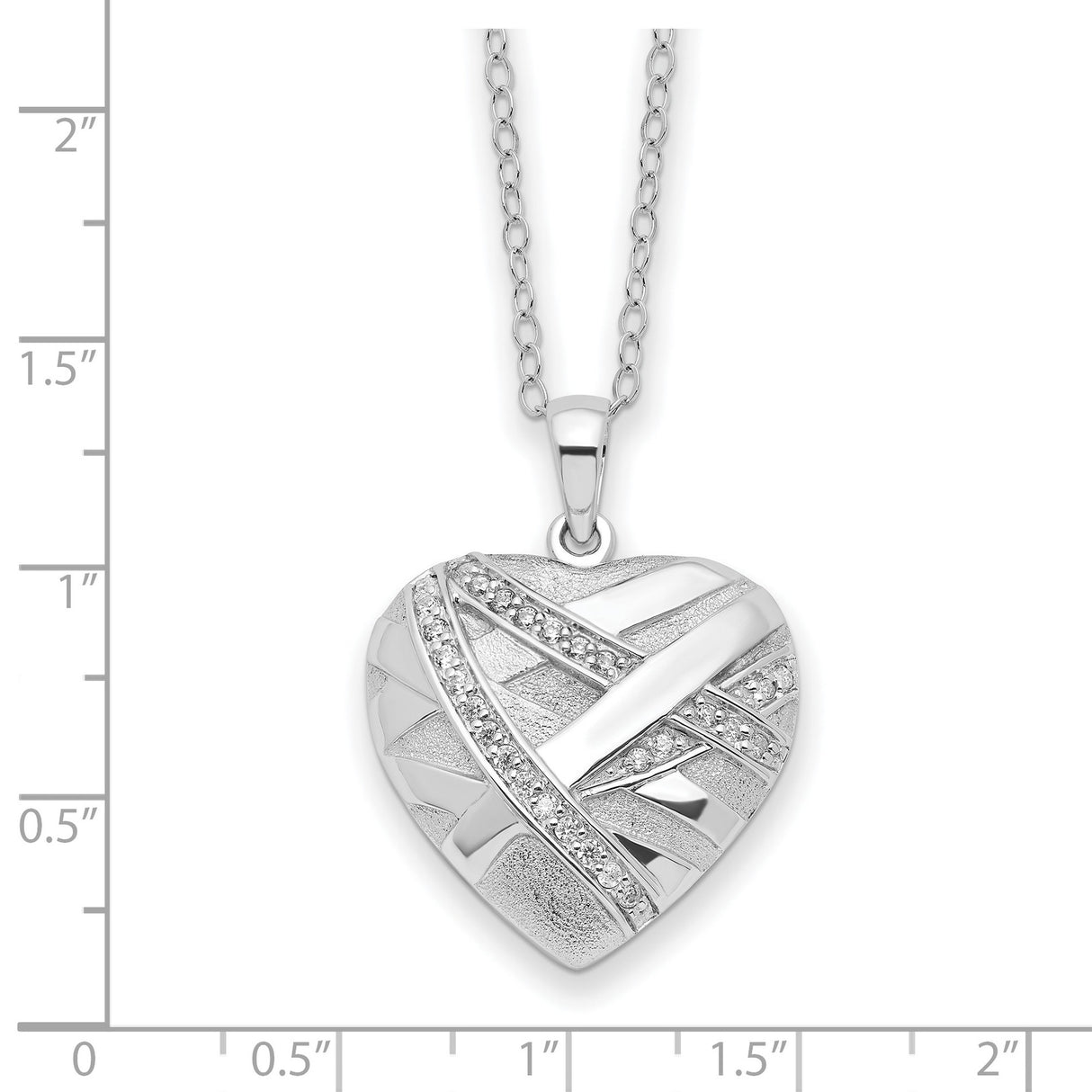 CZ Bandaged Heart Ash Holder 18 Inch Necklace Charm Pendant in Real 925 Sterling Silver