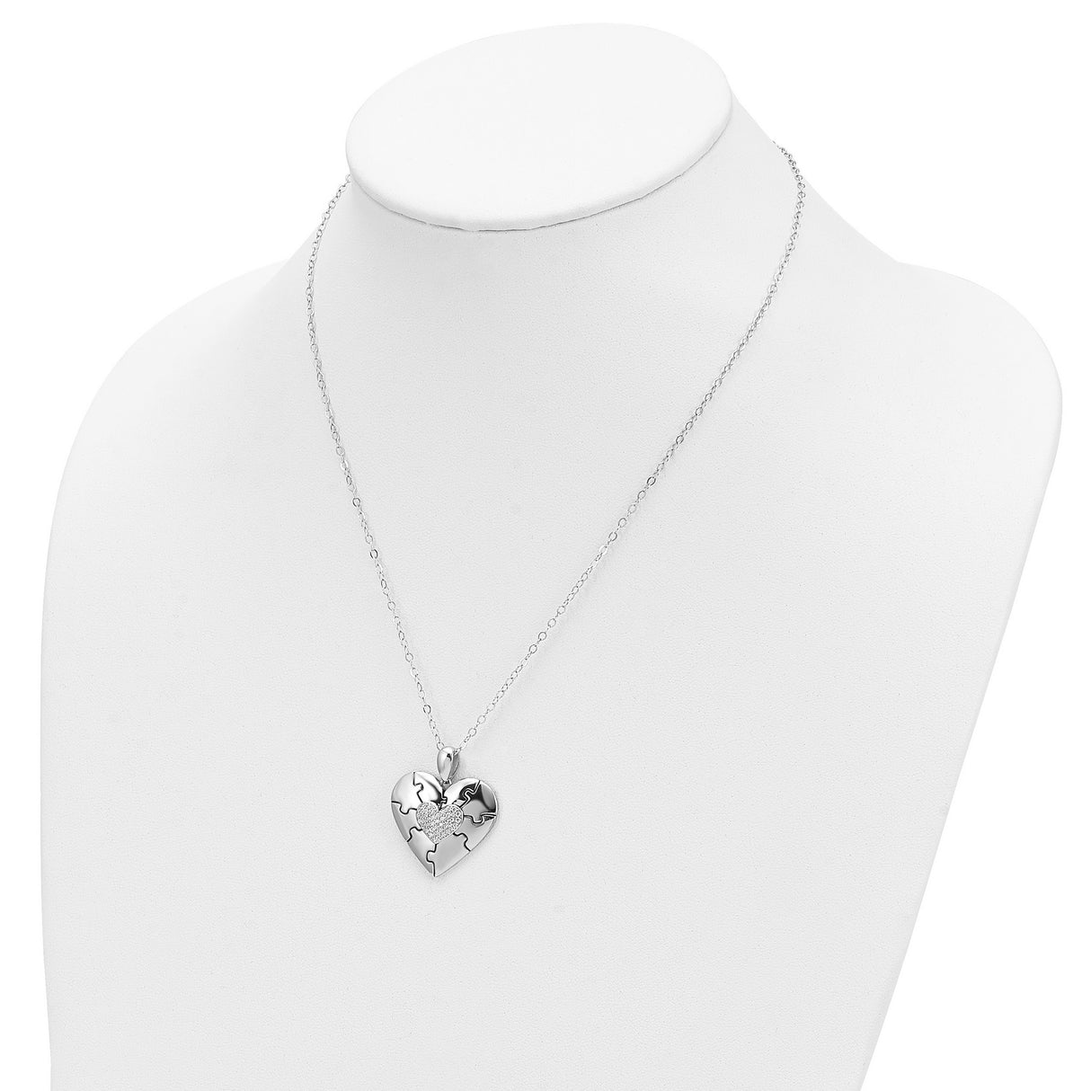 CZ Together In Love 18 inch Necklace Charm Pendant in Real 925 Sterling Silver