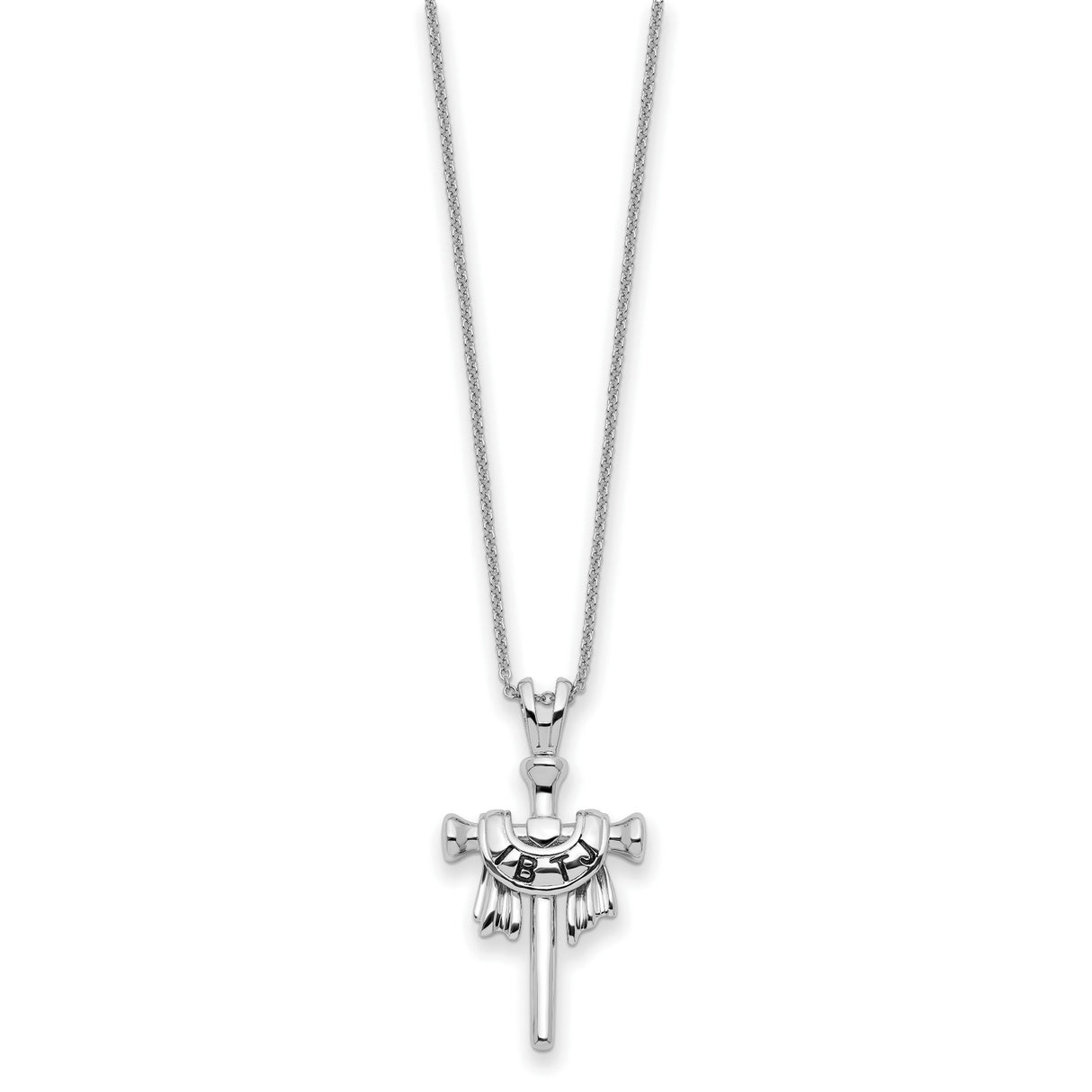 Sterling Silver Cross Pendant with Polished Sword Design, Christian Religious Jewelry