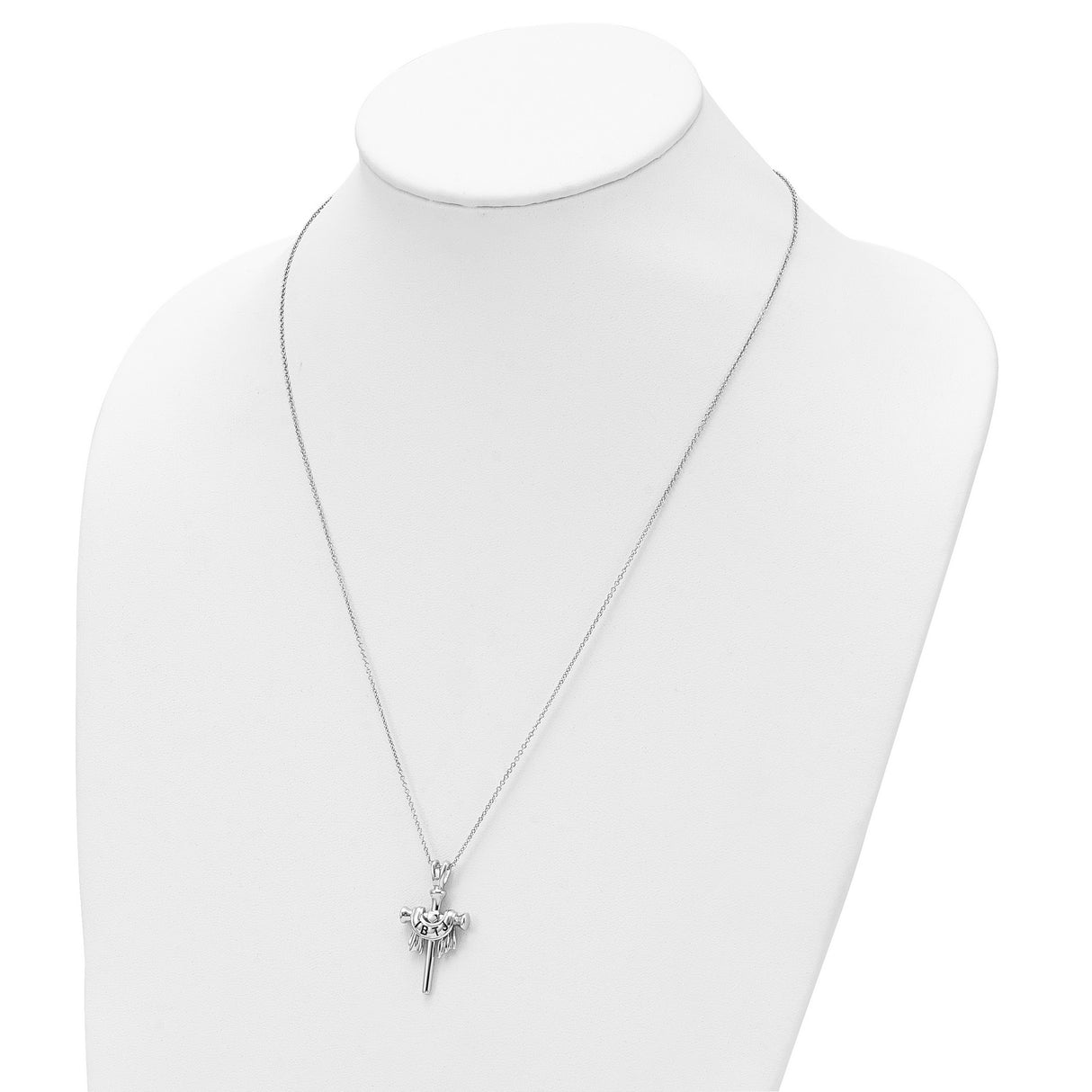 Sterling Silver Cross Pendant with Polished Sword Design, Christian Religious Jewelry