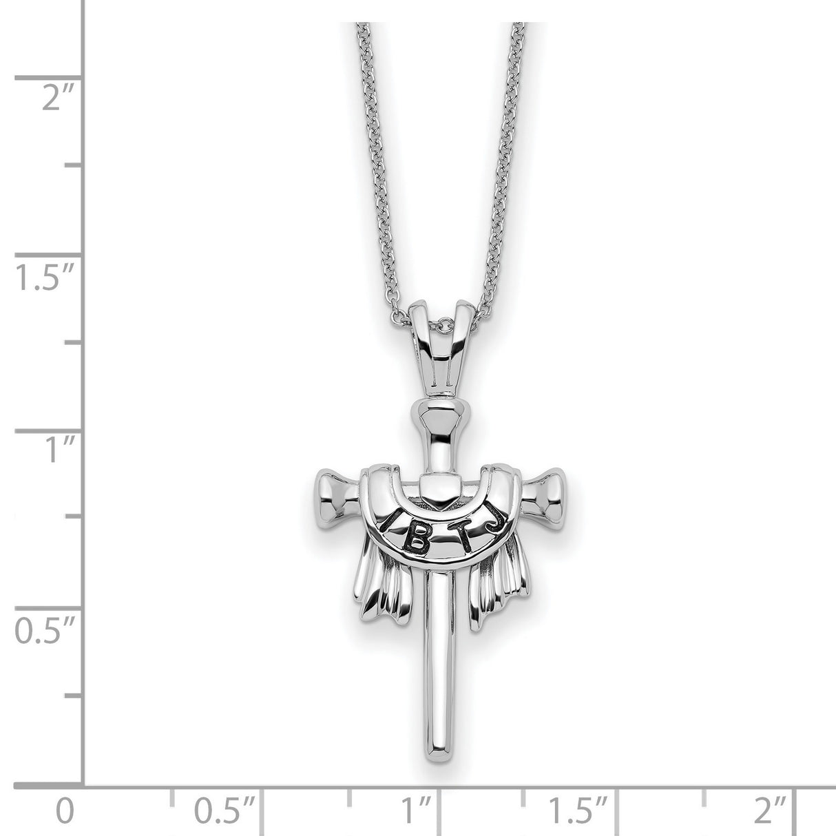 Sterling Silver Cross Pendant with Polished Sword Design, Christian Religious Jewelry
