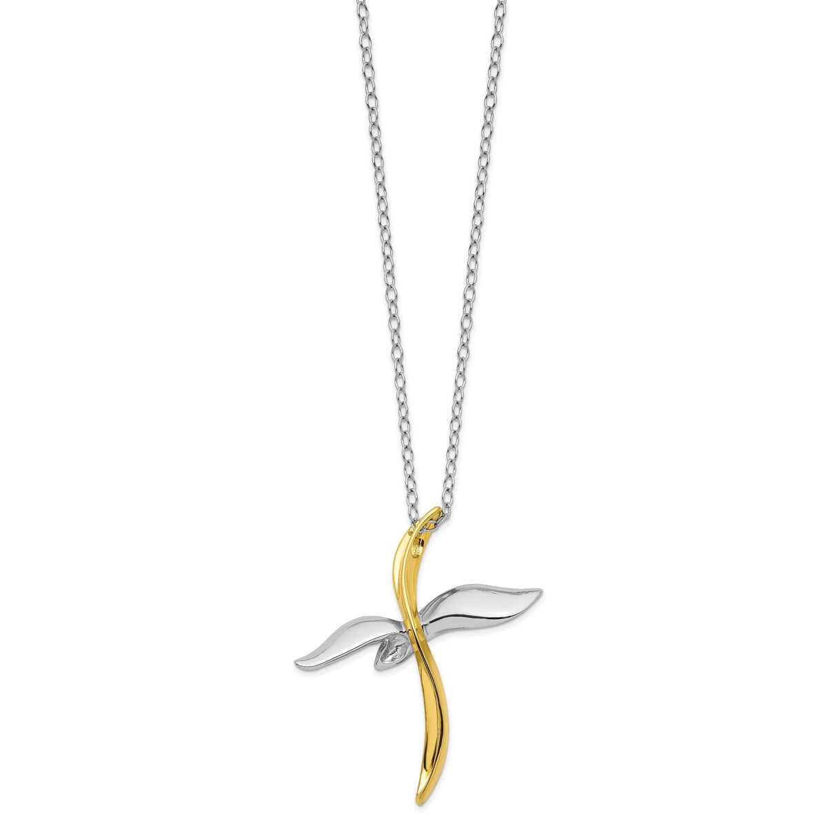 Faith In Flight 22 inch Necklace Charm Pendant in Real 925 Sterling Silver