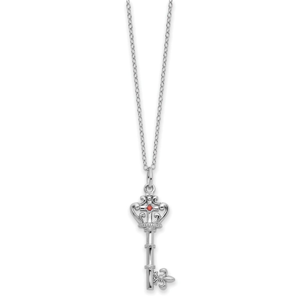 Red CZ Antiqued Key of David 18 inch Necklace Charm Pendant in Real 925 Sterling Silver