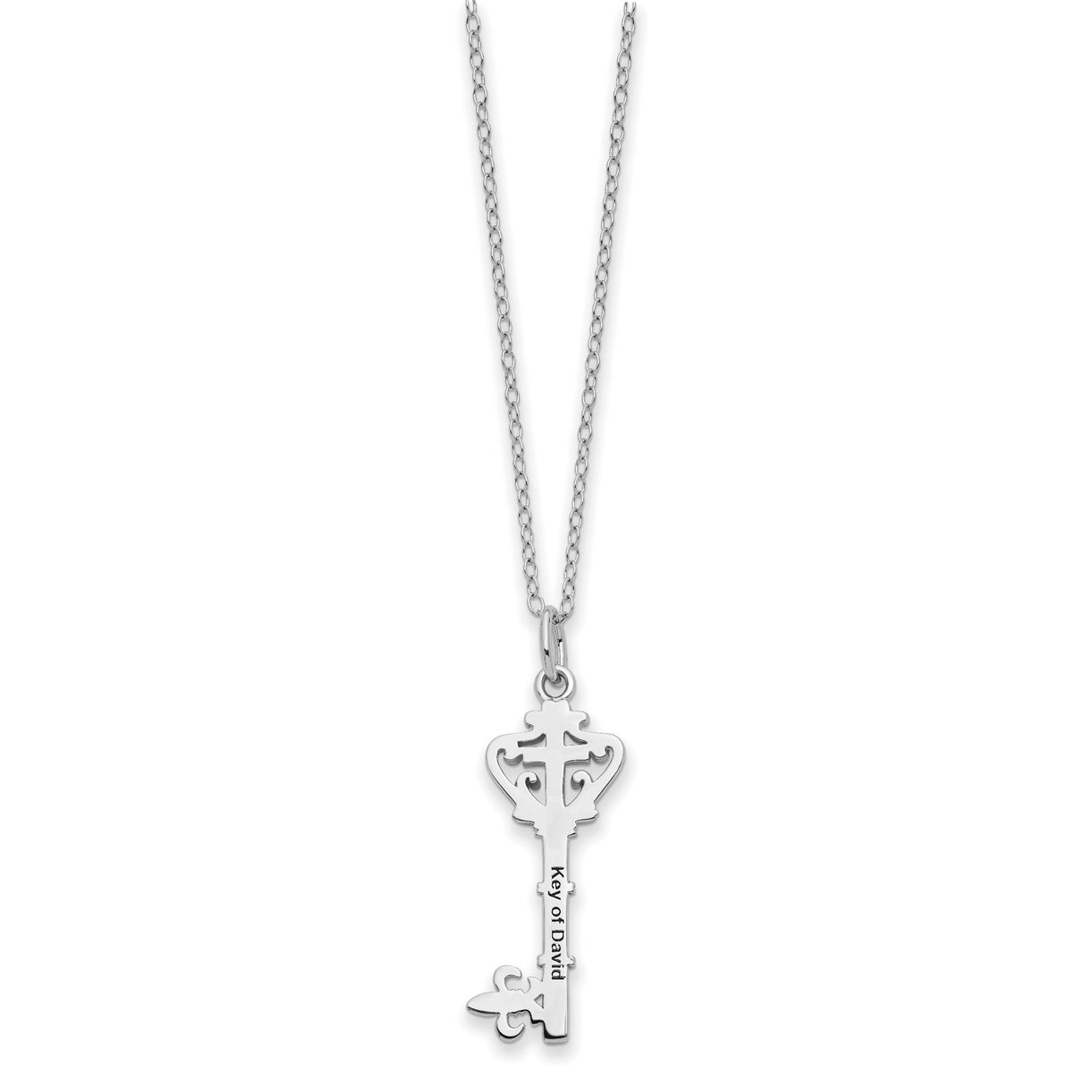 Red CZ Antiqued Key of David 18 inch Necklace Charm Pendant in Real 925 Sterling Silver