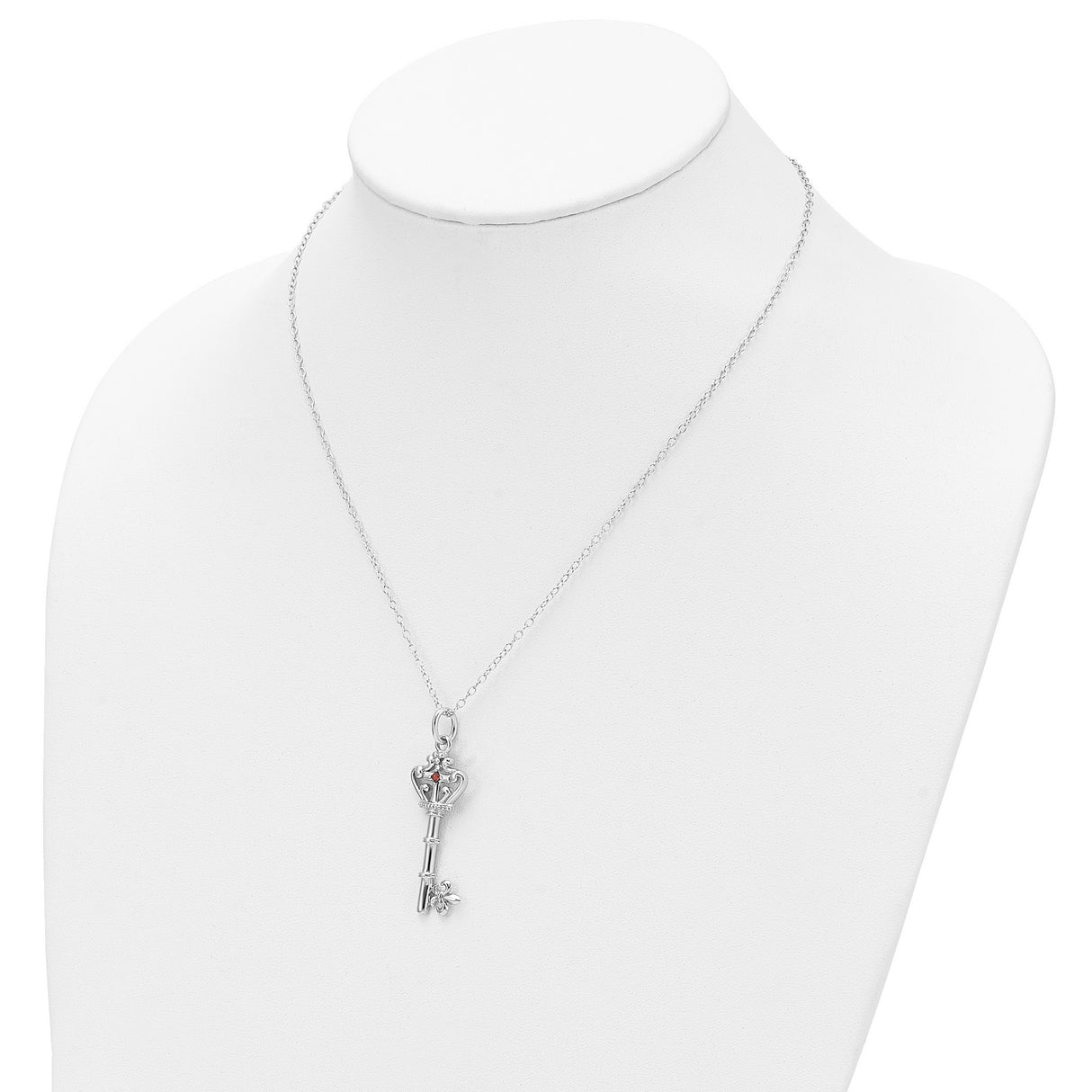 Red CZ Antiqued Key of David 18 inch Necklace Charm Pendant in Real 925 Sterling Silver