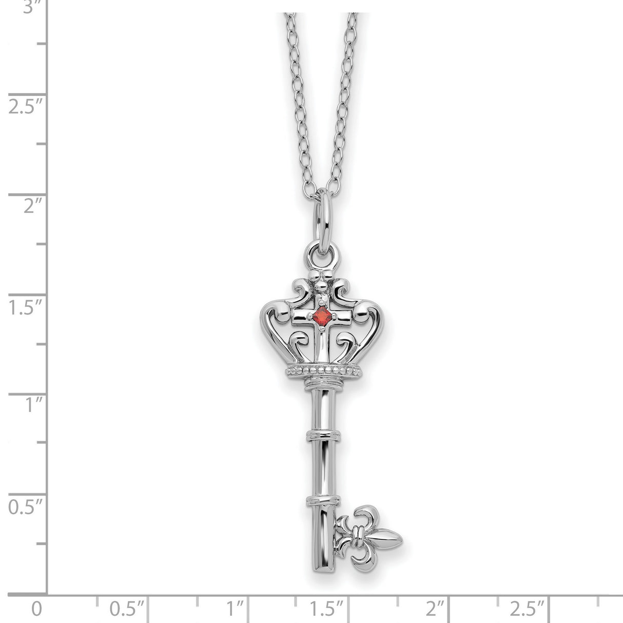 Red CZ Antiqued Key of David 18 inch Necklace Charm Pendant in Real 925 Sterling Silver