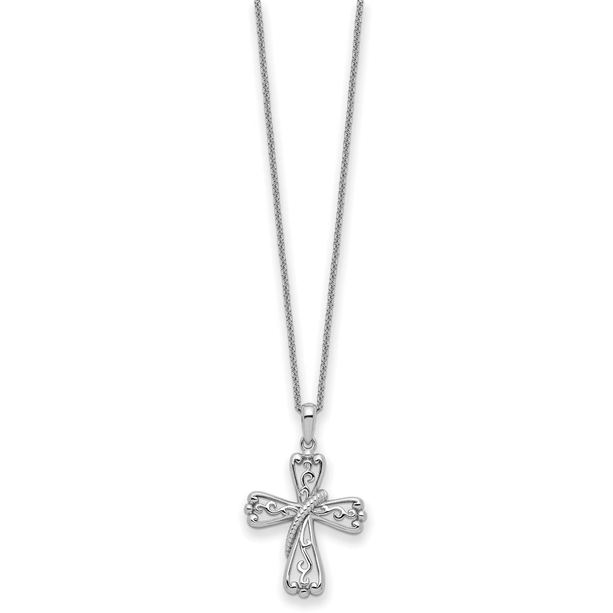 Sterling Silver Cross Pendant with Twisted Rope Design and Filigree Detailing for Men and Women