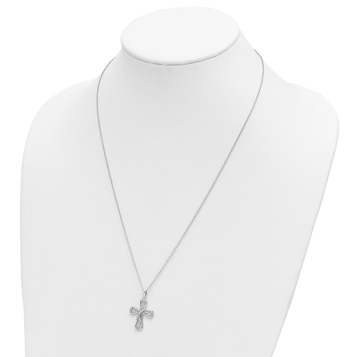 Sterling Silver Cross Pendant with Twisted Rope Design and Filigree Detailing for Men and Women