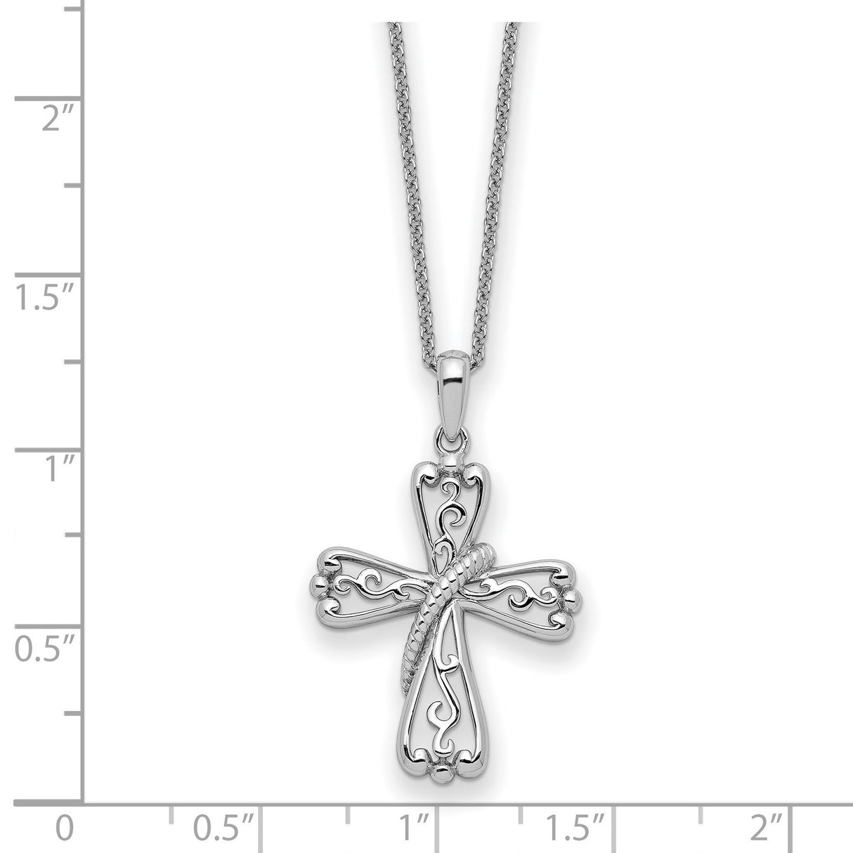 Sterling Silver Cross Pendant with Twisted Rope Design and Filigree Detailing for Men and Women