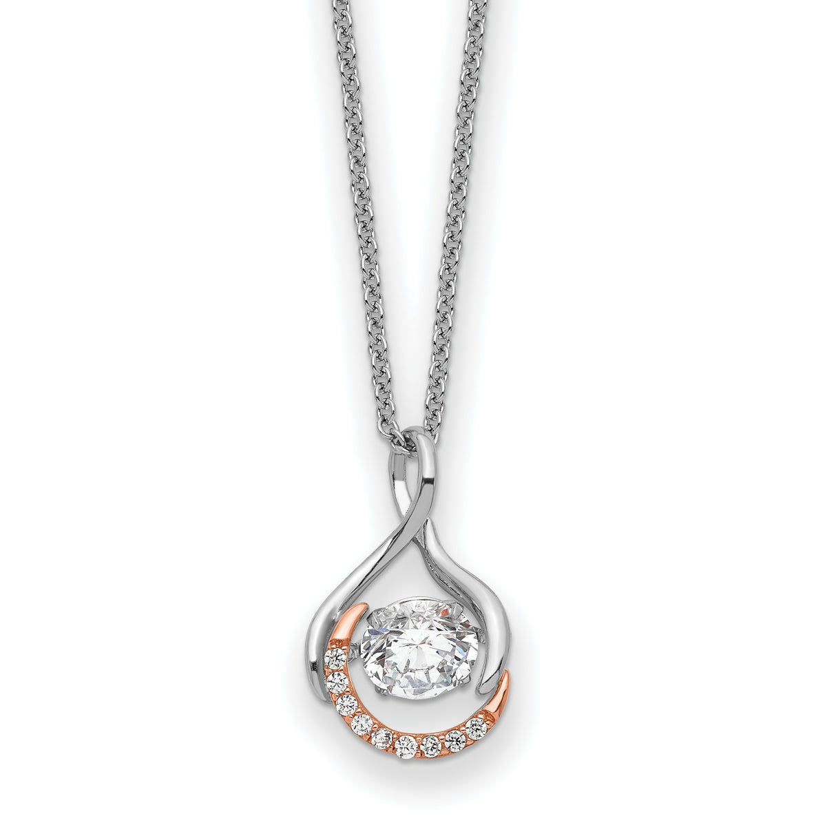 Vibrant CZ Warm Embrace 18 inch Necklace Charm Pendant in Real 925 Sterling Silver
