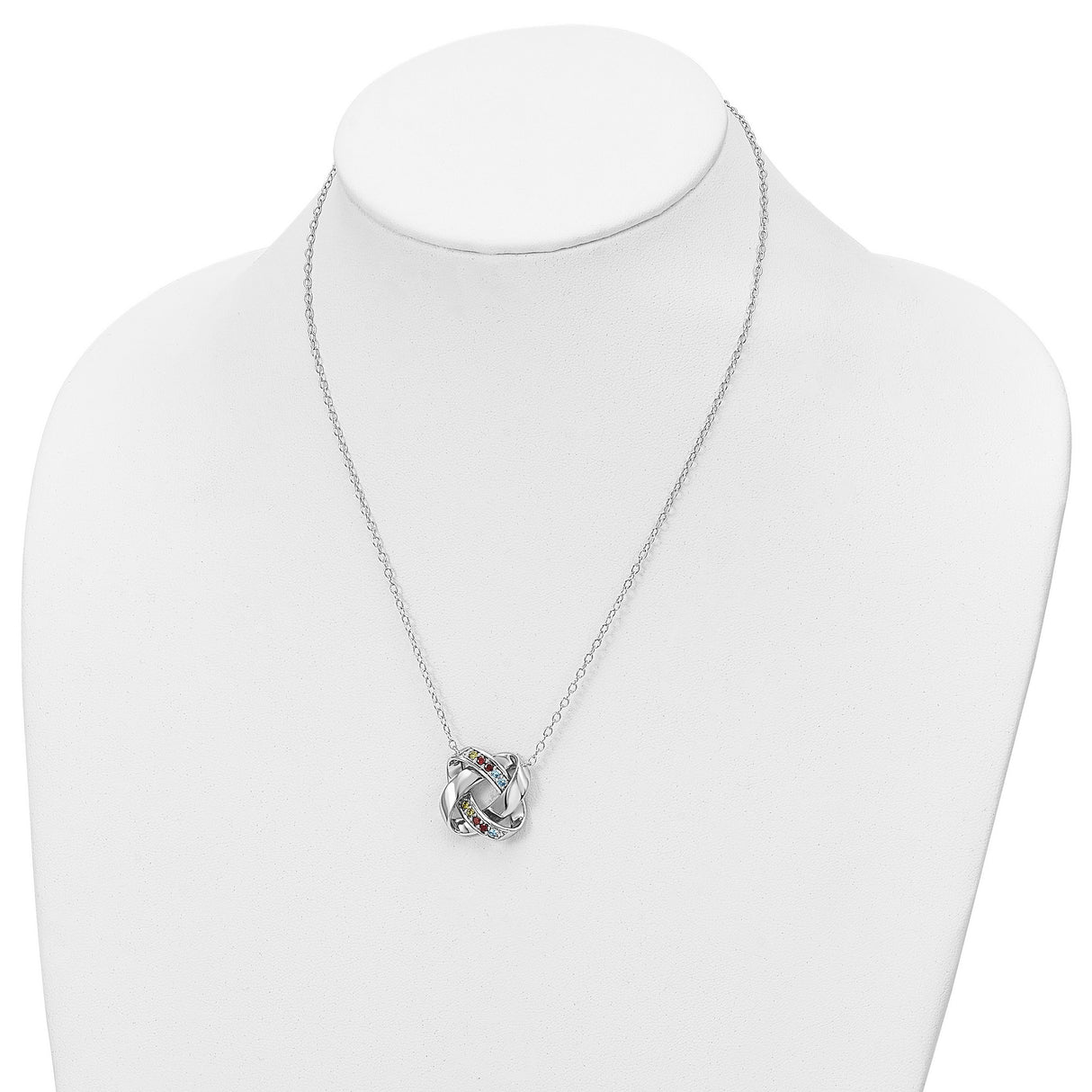 Multi-color CZ Color Me Happy Square 18 inch Necklace Charm Pendant in Real 925 Sterling Silver