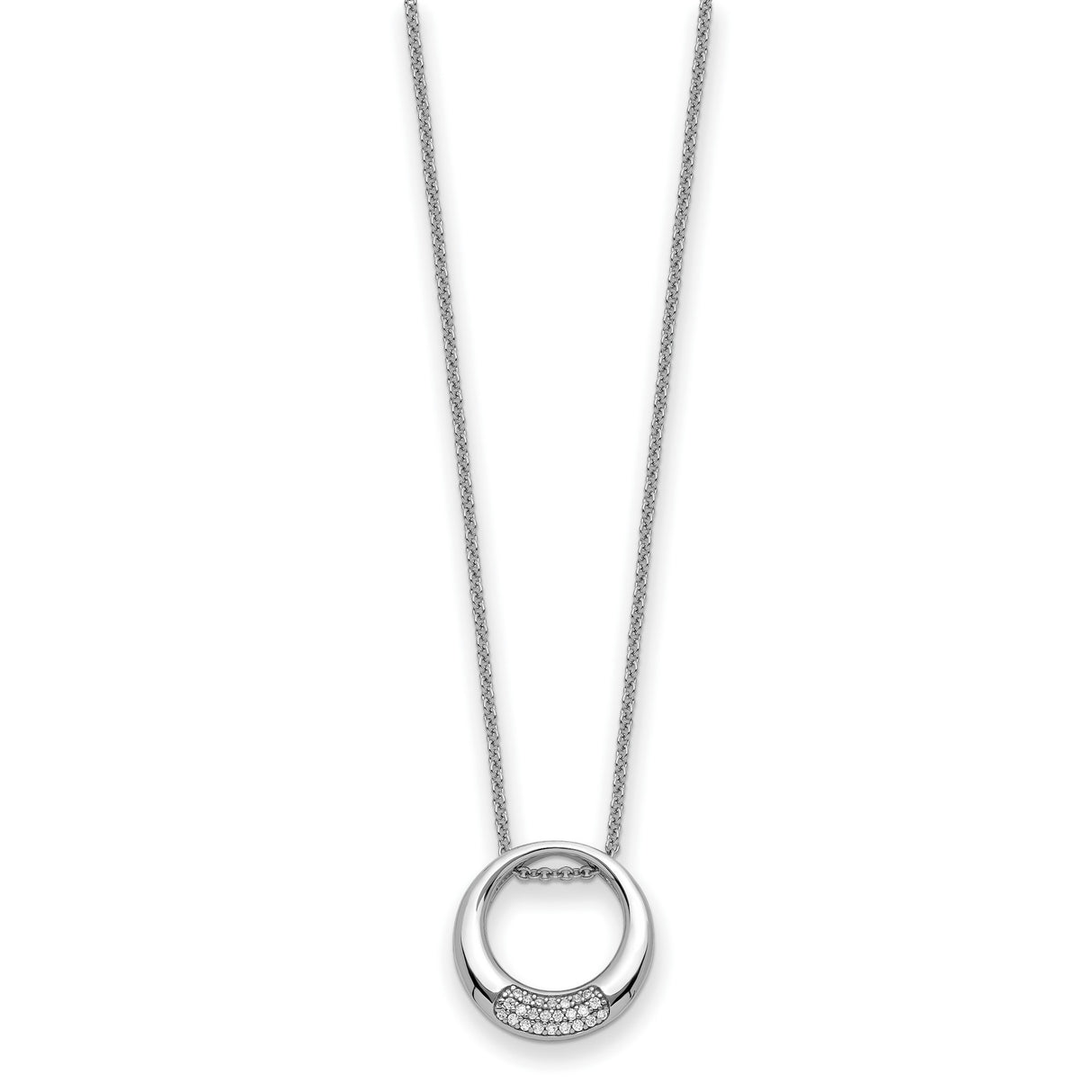 CZ Simplicity 18 inch Necklace Charm Pendant in Real 925 Sterling Silver