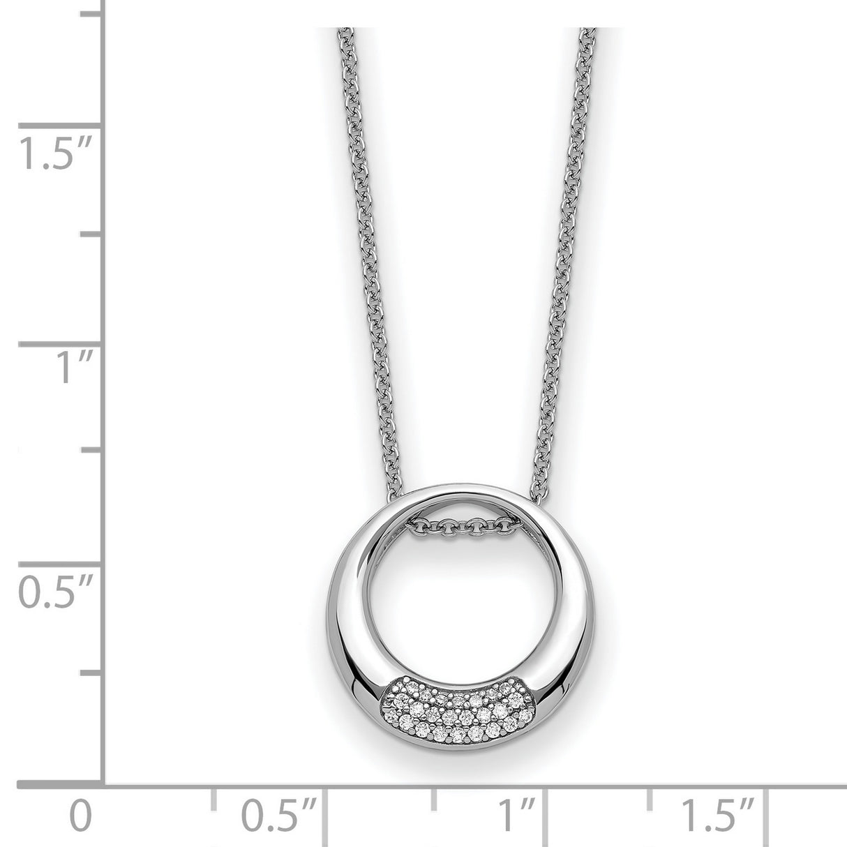 CZ Simplicity 18 inch Necklace Charm Pendant in Real 925 Sterling Silver