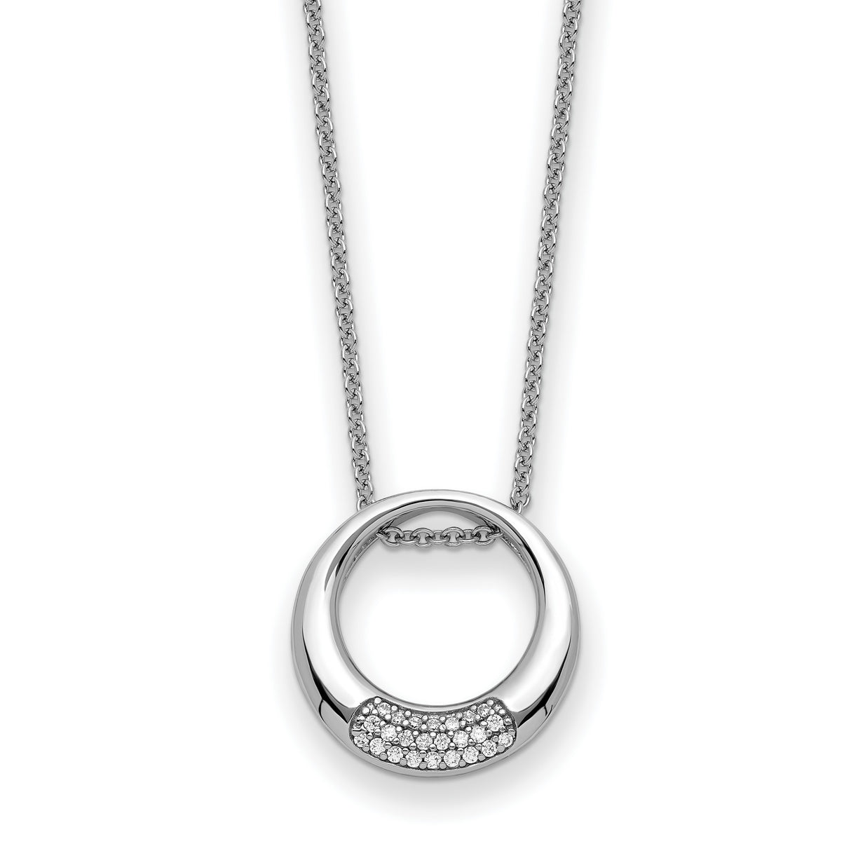 CZ Simplicity 18 inch Necklace Charm Pendant in Real 925 Sterling Silver