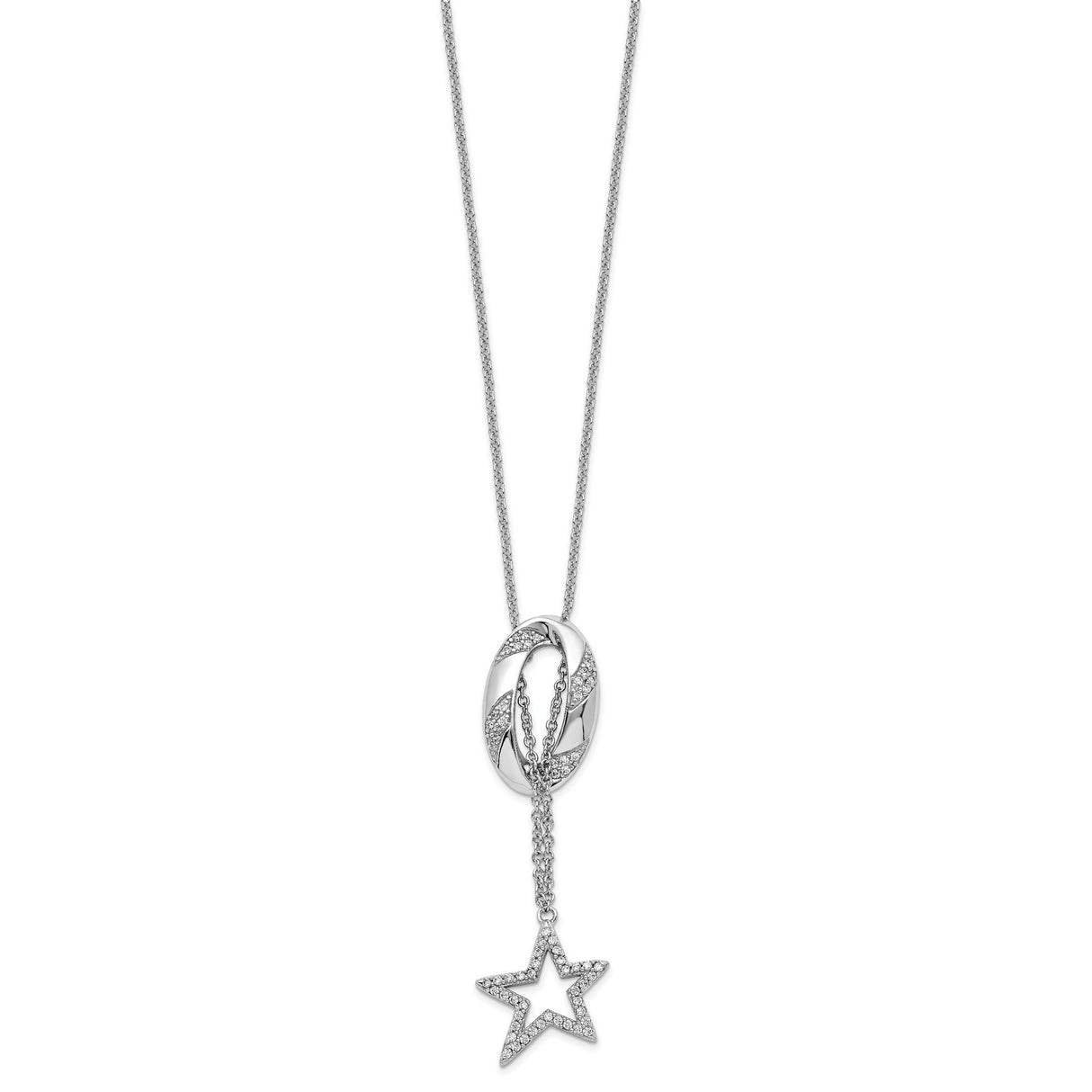 CZ Catch a Falling Star 18 inch Necklace Charm Pendant in Real 925 Sterling Silver