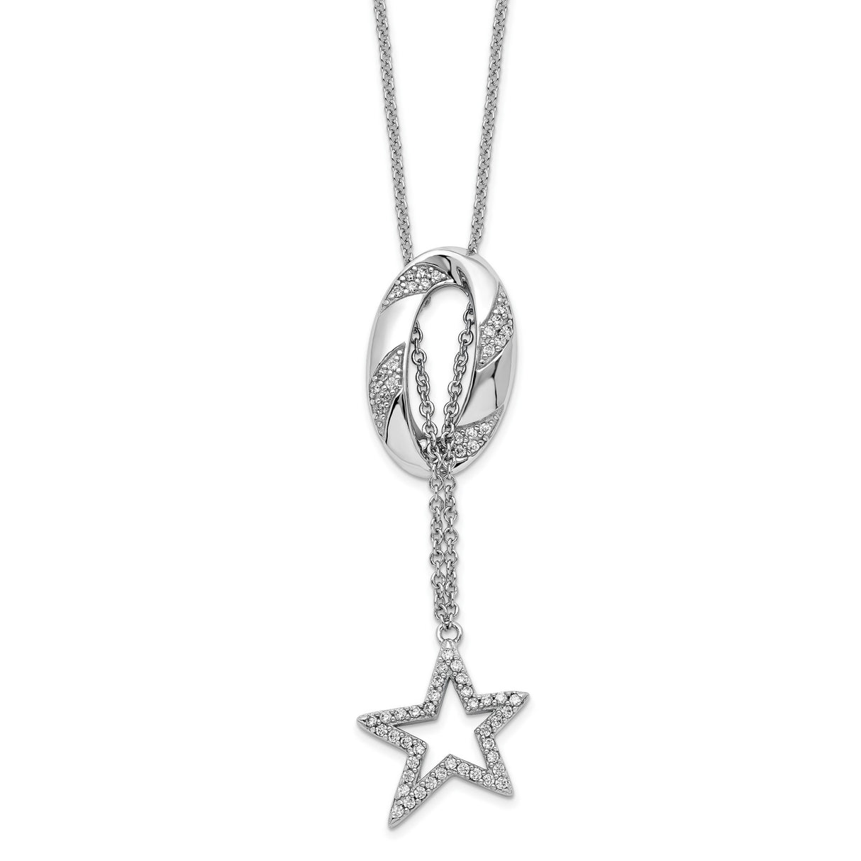CZ Catch a Falling Star 18 inch Necklace Charm Pendant in Real 925 Sterling Silver