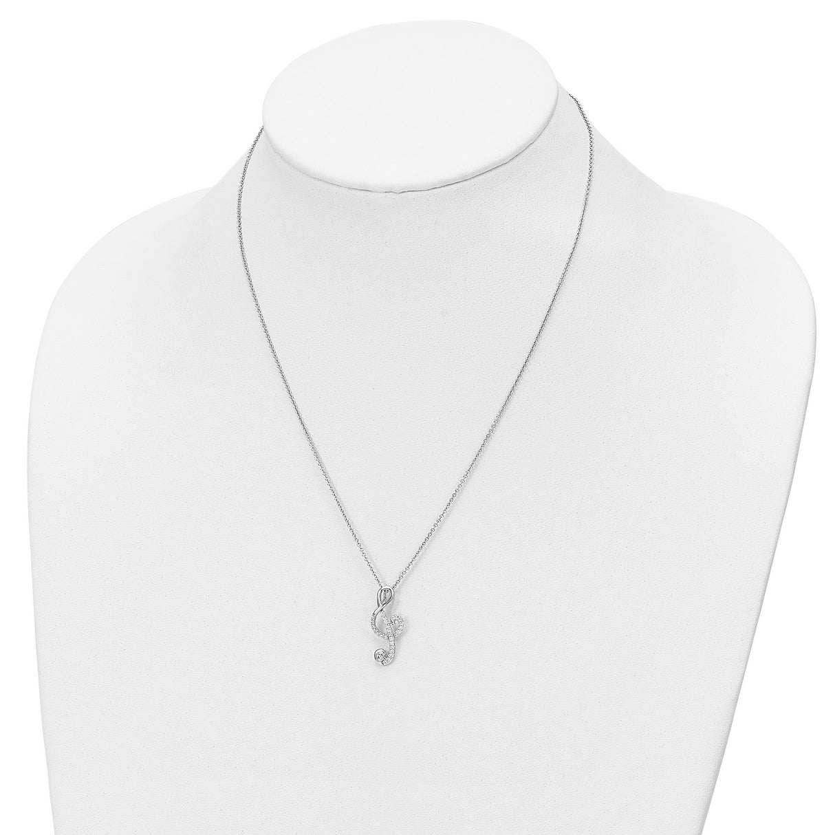 CZ Music 18 inch Necklace Charm Pendant in Real 925 Sterling Silver