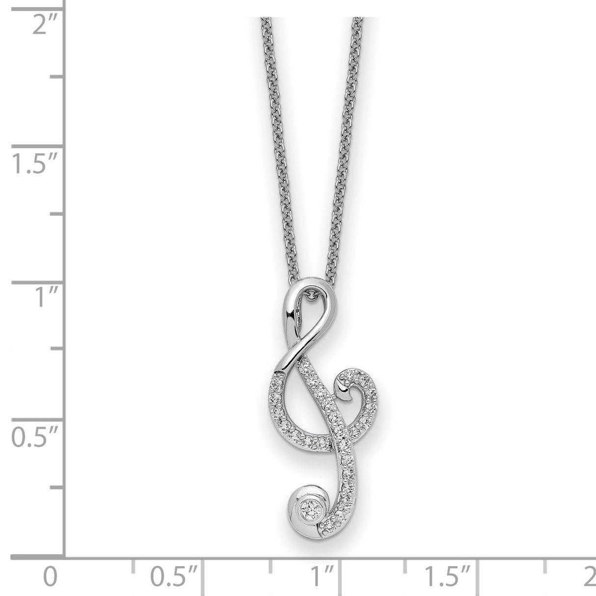 CZ Music 18 inch Necklace Charm Pendant in Real 925 Sterling Silver