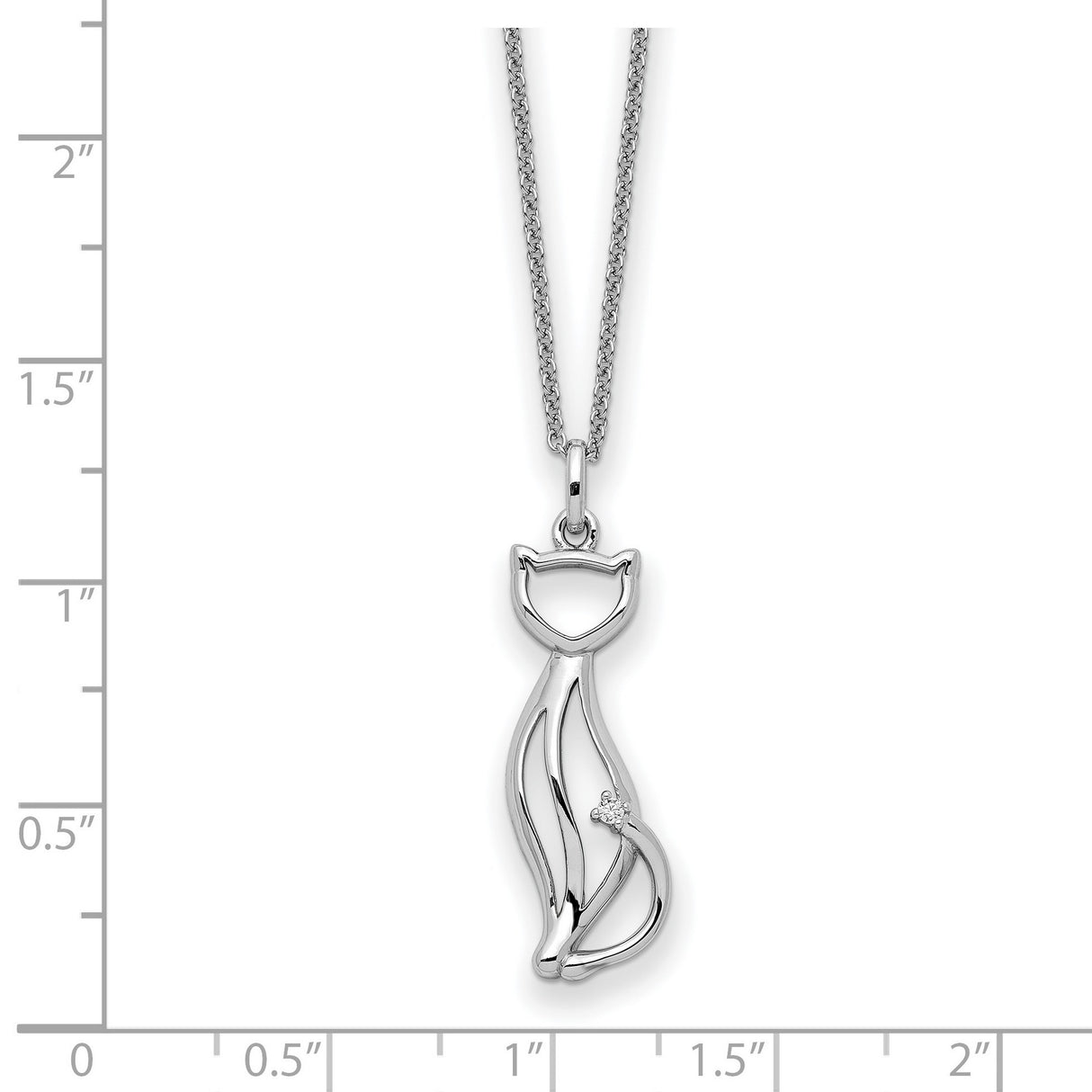 CZ Purrfect Love Cat 18 inch Necklace Charm Pendant in Real 925 Sterling Silver