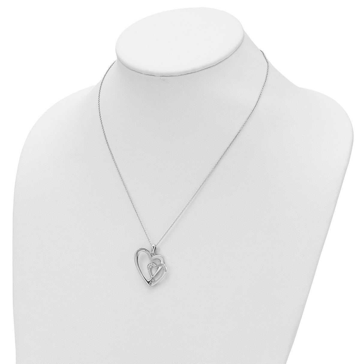 CZ You and Me Heart 18 inch Necklace Charm Pendant in Real 925 Sterling Silver