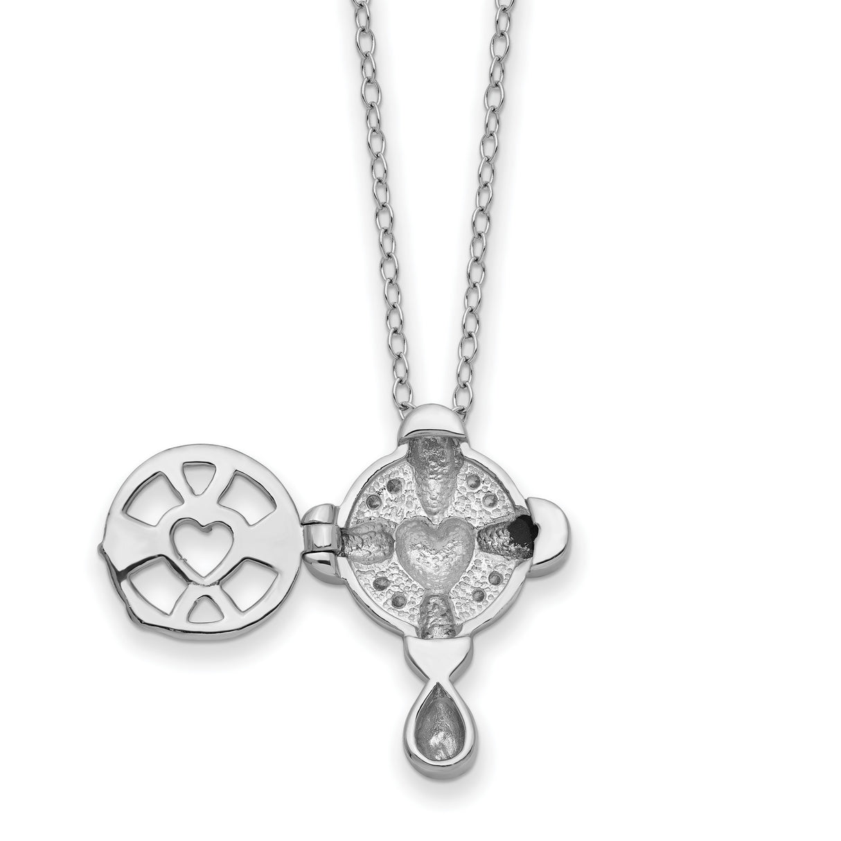 CZ Memory Cross Locket 18 inch Necklace Charm Pendant in Real 925 Sterling Silver