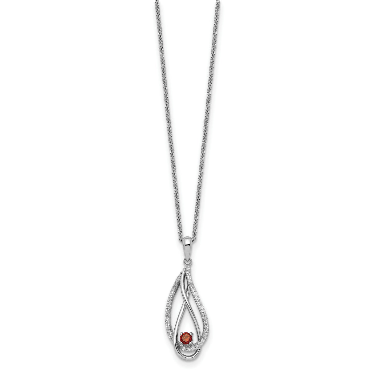 Jan CZ Always in my Heart Birthstone 18 inch Necklace Charm Pendant in Real 925 Sterling Silver