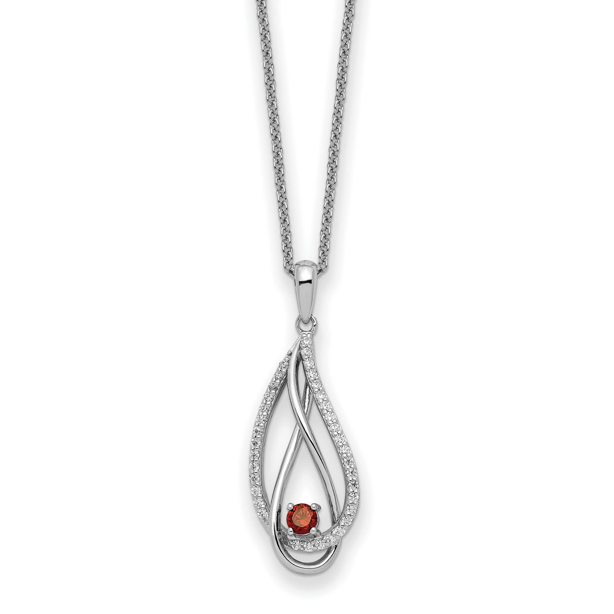 Jan CZ Always in my Heart Birthstone 18 inch Necklace Charm Pendant in Real 925 Sterling Silver