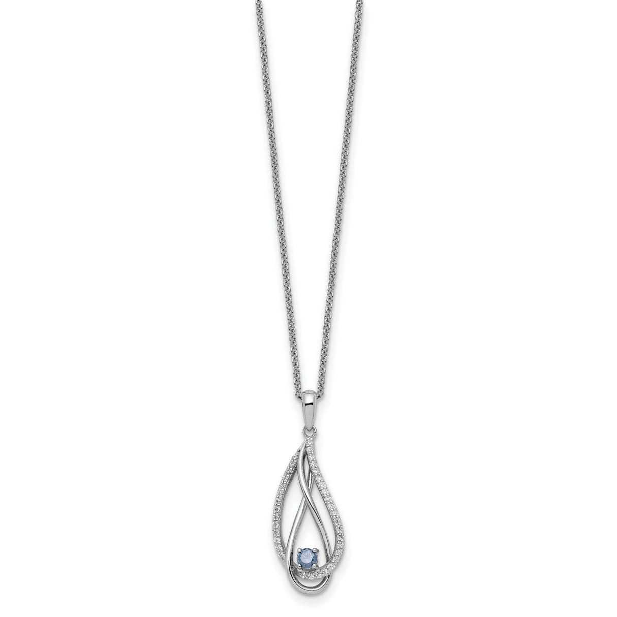Mar CZ Always in my Heart Birthstone 18 inch Necklace Charm Pendant in Real 925 Sterling Silver