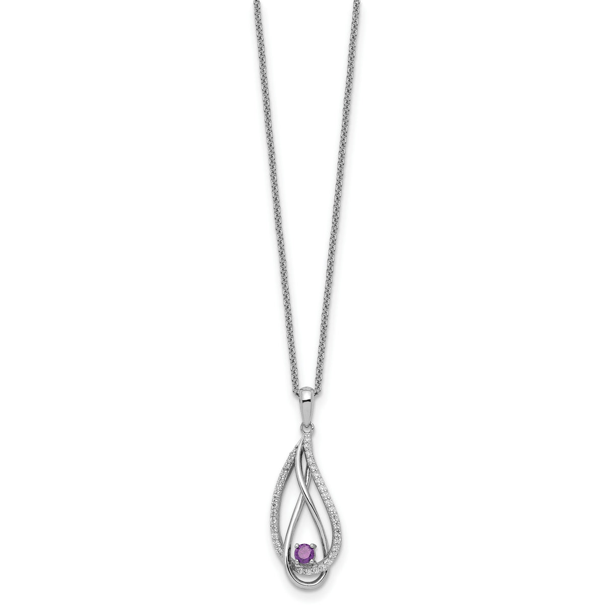 Jun CZ Always in my Heart Birthstone 18 inch Necklace Charm Pendant in Real 925 Sterling Silver