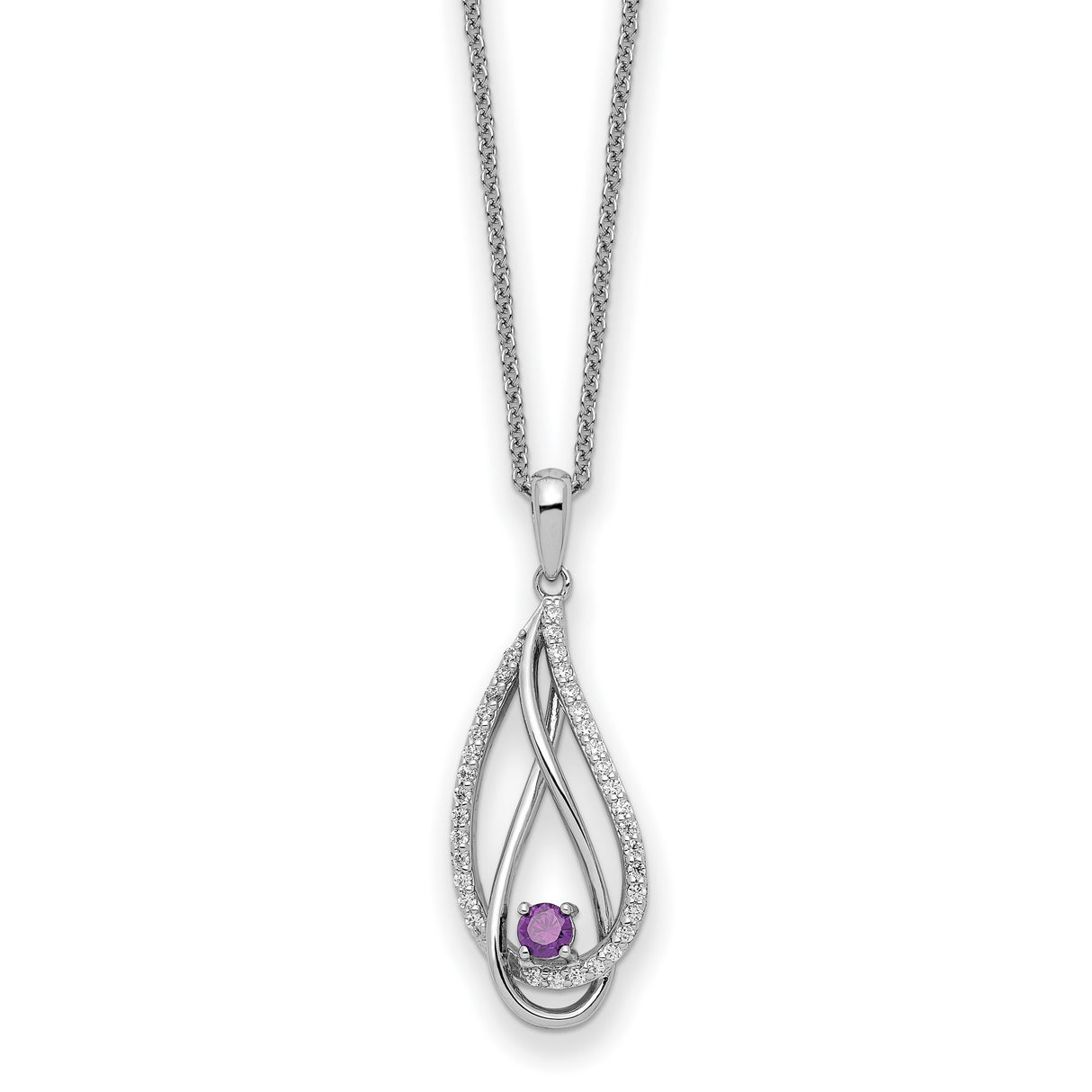 Jun CZ Always in my Heart Birthstone 18 inch Necklace Charm Pendant in Real 925 Sterling Silver
