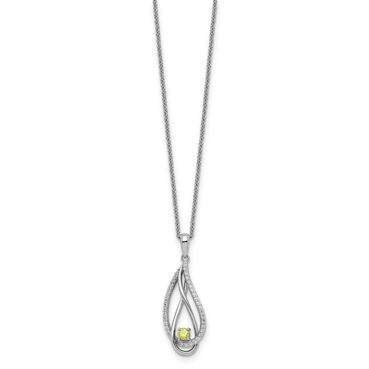 Aug CZ Always in my Heart Birthstone 18 inch Necklace Charm Pendant in Real 925 Sterling Silver