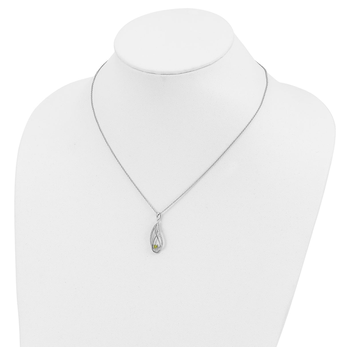 Aug CZ Always in my Heart Birthstone 18 inch Necklace Charm Pendant in Real 925 Sterling Silver