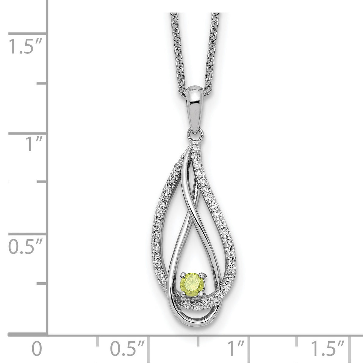 Aug CZ Always in my Heart Birthstone 18 inch Necklace Charm Pendant in Real 925 Sterling Silver