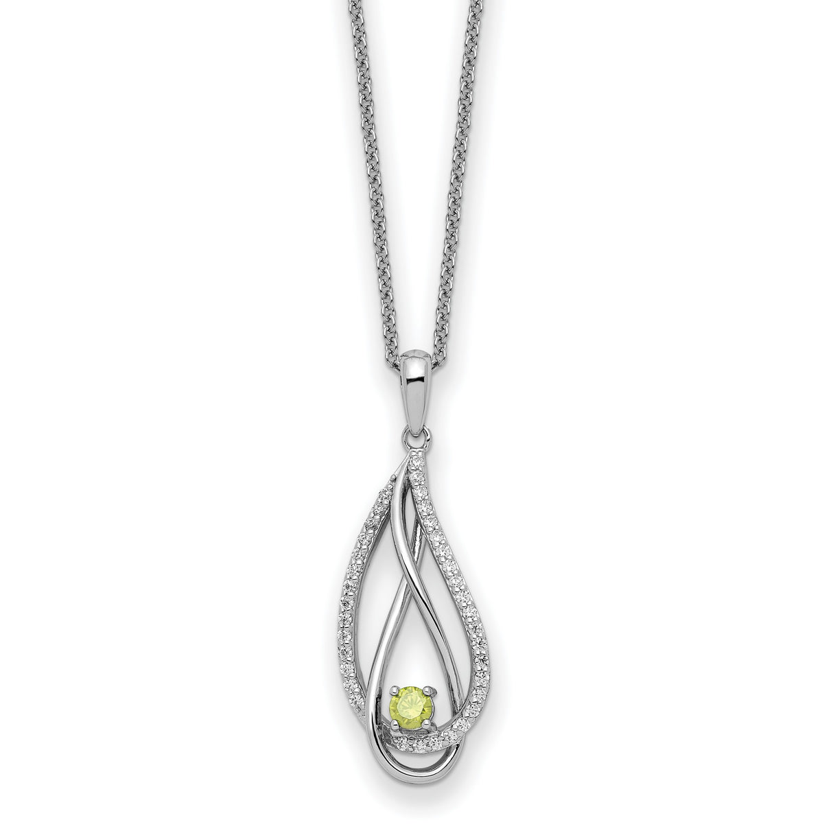 Aug CZ Always in my Heart Birthstone 18 inch Necklace Charm Pendant in Real 925 Sterling Silver