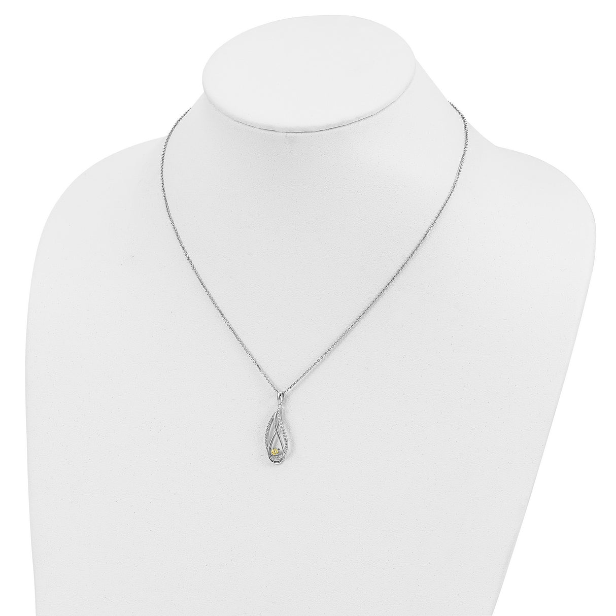 Nov CZ Always in my Heart Birthstone 18 inch Necklace Charm Pendant in Real 925 Sterling Silver