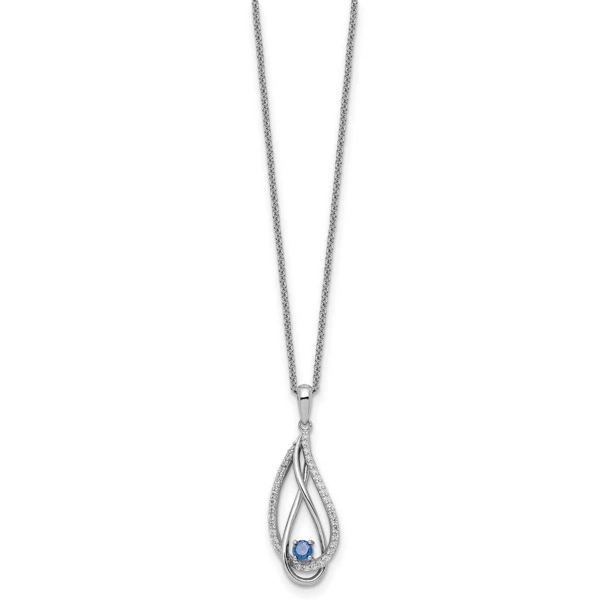 Dec CZ Always in my Heart Birthstone 18 inch Necklace Charm Pendant in Real 925 Sterling Silver