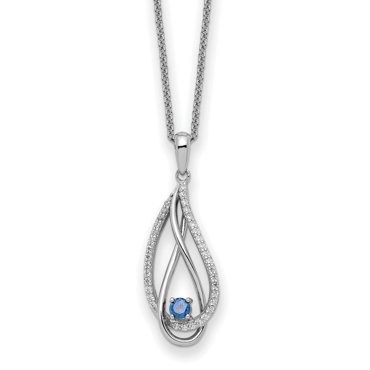 Dec CZ Always in my Heart Birthstone 18 inch Necklace Charm Pendant in Real 925 Sterling Silver