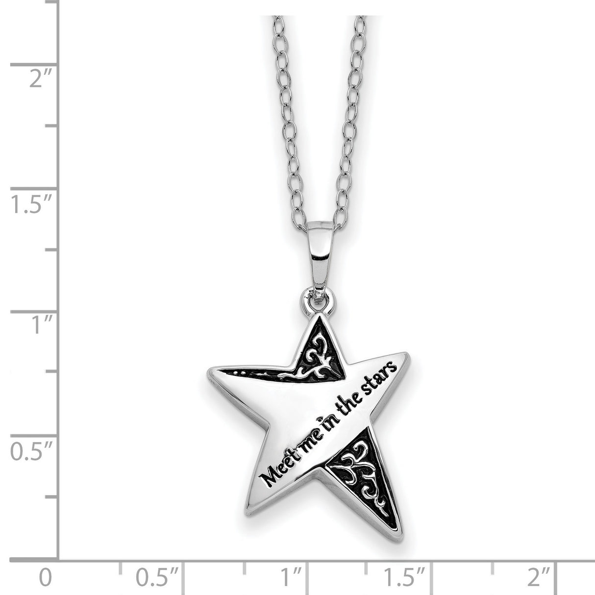 Antiqued Meet Me In The Stars 18 inch Ash Holder Necklace Charm Pendant in Real 925 Sterling Silver