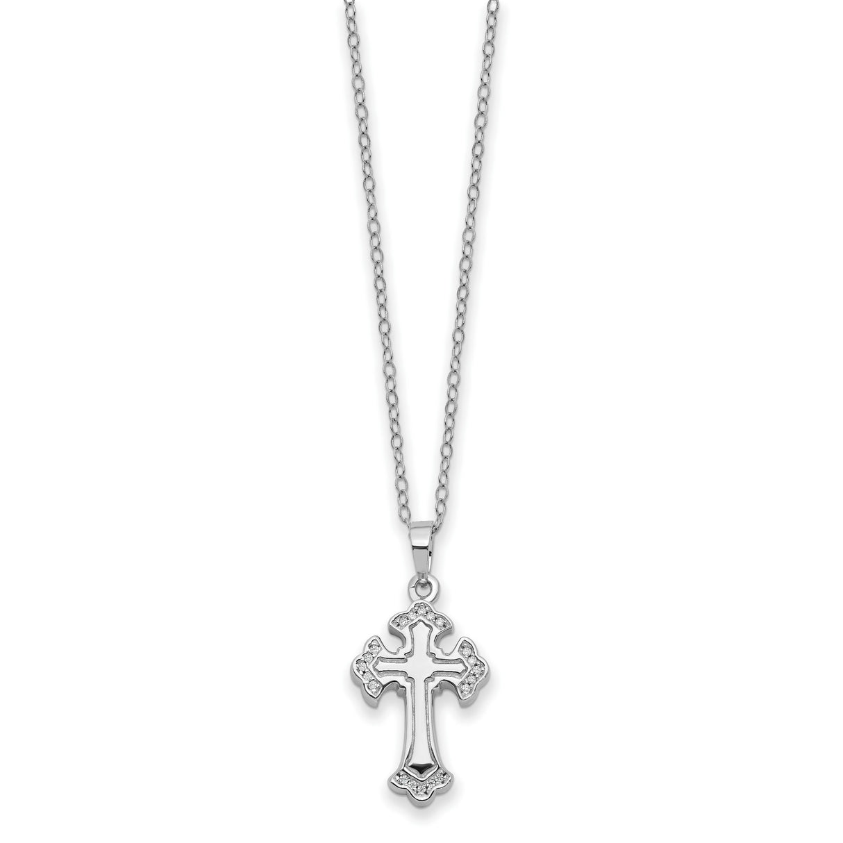CZ Eternal Home Cross Ash Holder 18 inch Necklace Charm Pendant in Real 925 Sterling Silver