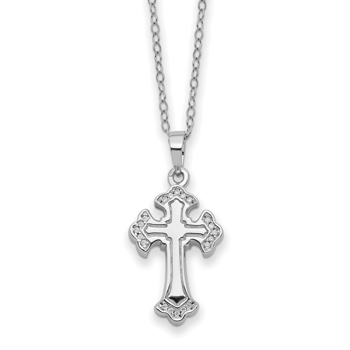 CZ Eternal Home Cross Ash Holder 18 inch Necklace Charm Pendant in Real 925 Sterling Silver
