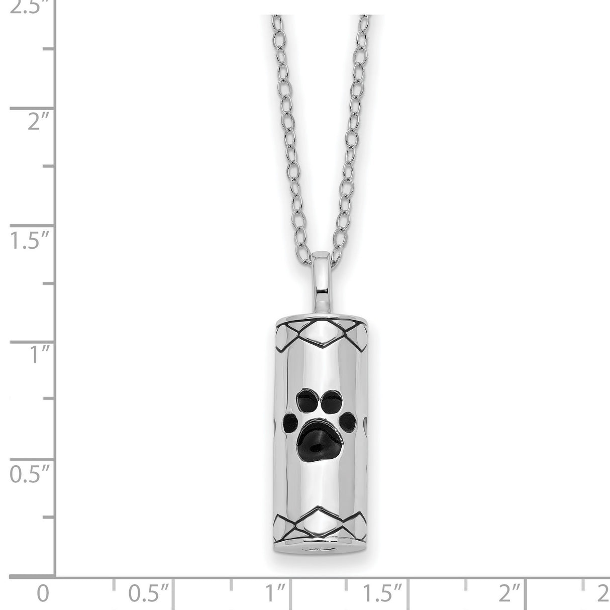 Antiqued Cylinder with Paws Ash Holder 18 inch Necklace Charm Pendant in Real 925 Sterling Silver