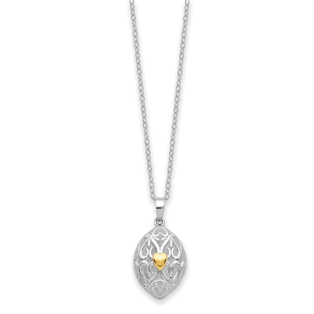 Heart in Egg Shaped Ash Holder 18 inch Necklace Charm Pendant in Real 925 Sterling Silver