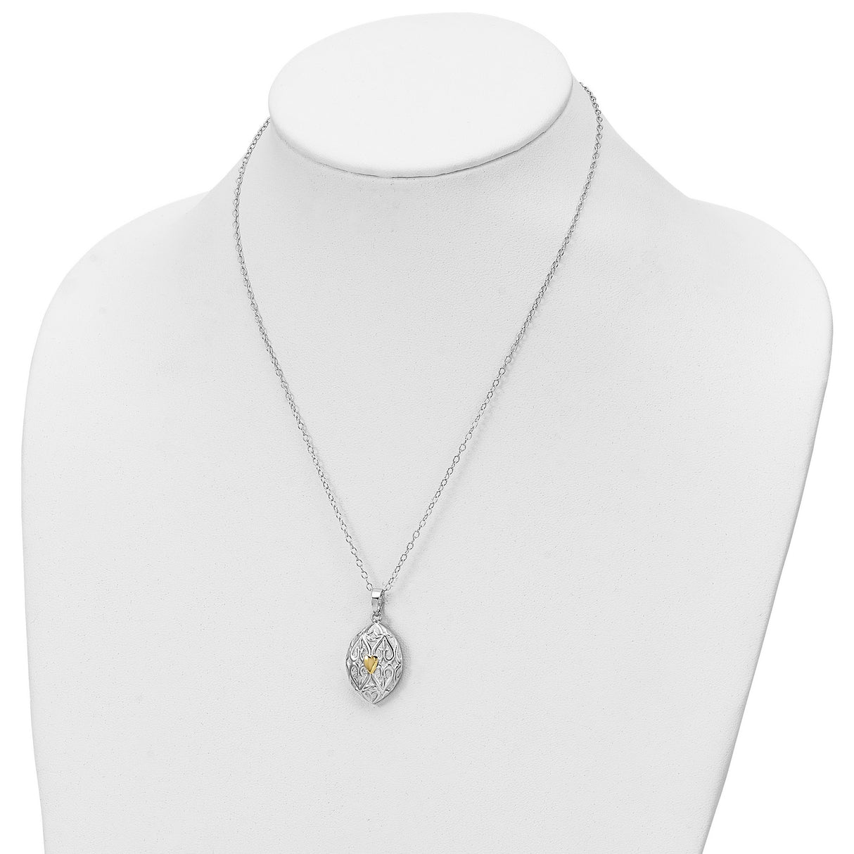 Heart in Egg Shaped Ash Holder 18 inch Necklace Charm Pendant in Real 925 Sterling Silver
