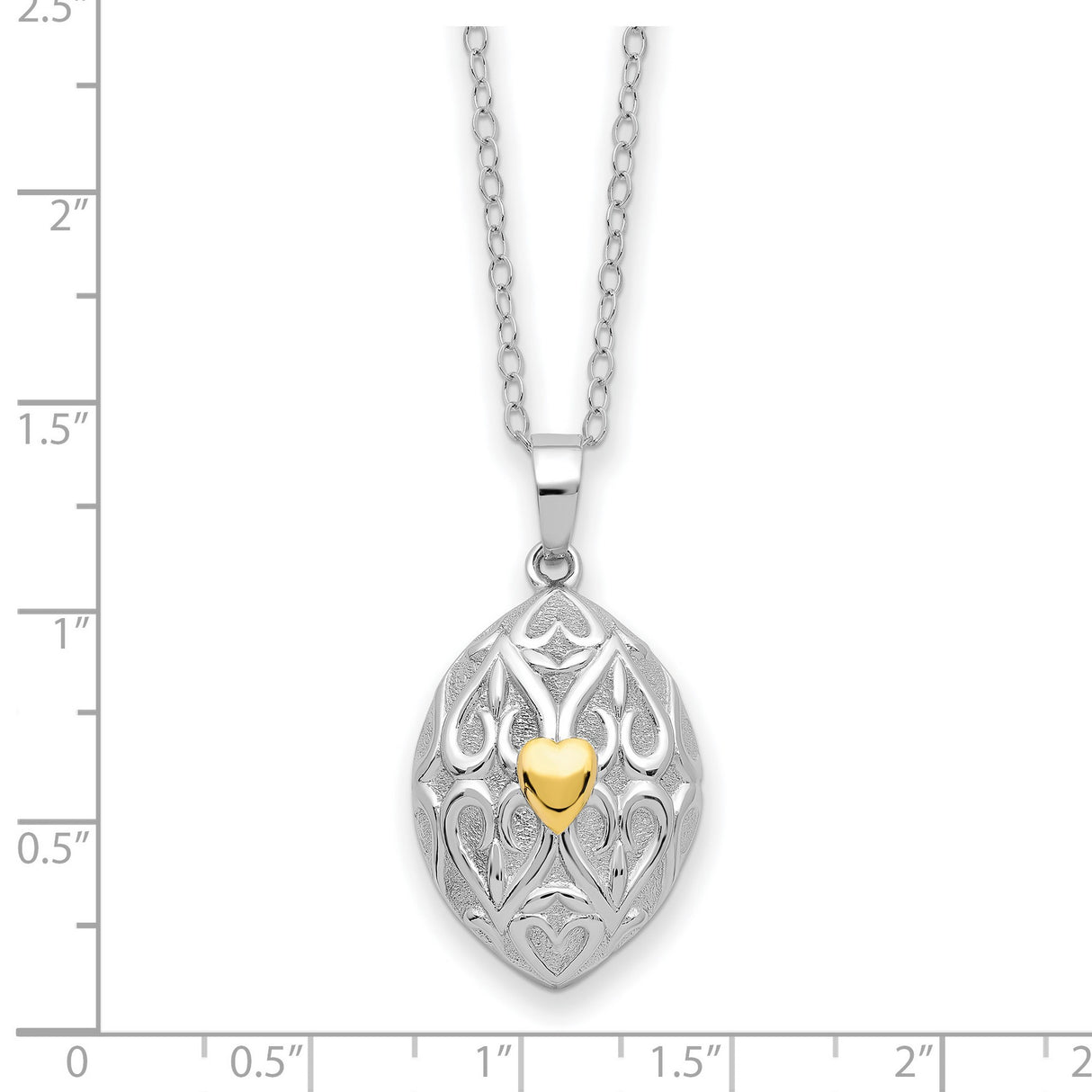 Heart in Egg Shaped Ash Holder 18 inch Necklace Charm Pendant in Real 925 Sterling Silver