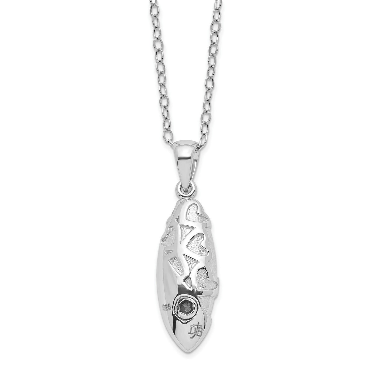 Scrolled Hearts Ash Holder 18 inch Necklace Charm Pendant in Real 925 Sterling Silver