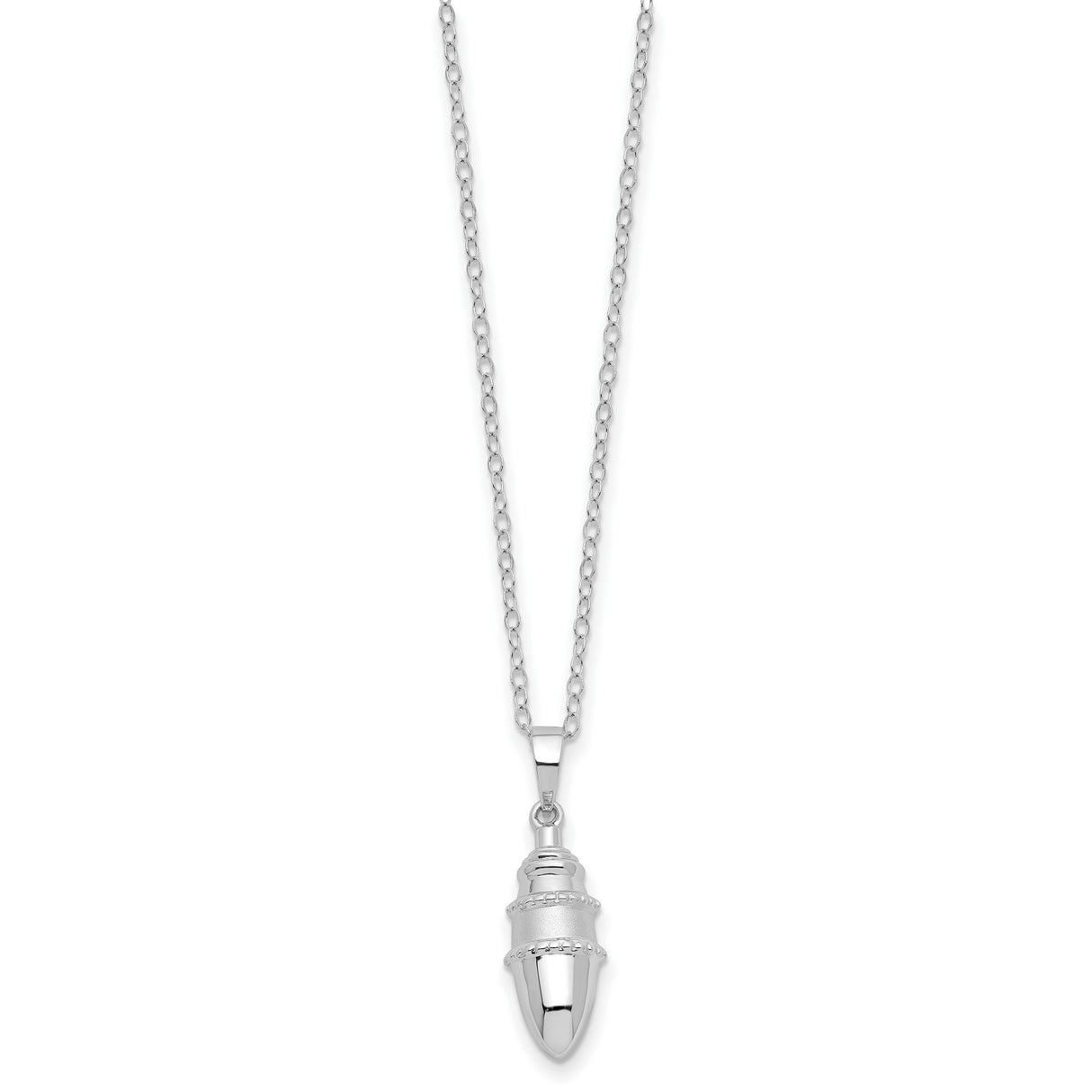 Beaded Bulb Shaped Ash Holder 18 inch Necklace Charm Pendant in Real 925 Sterling Silver