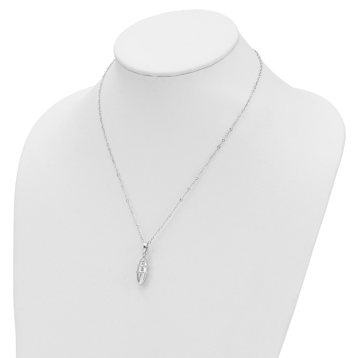 Beaded Bulb Shaped Ash Holder 18 inch Necklace Charm Pendant in Real 925 Sterling Silver