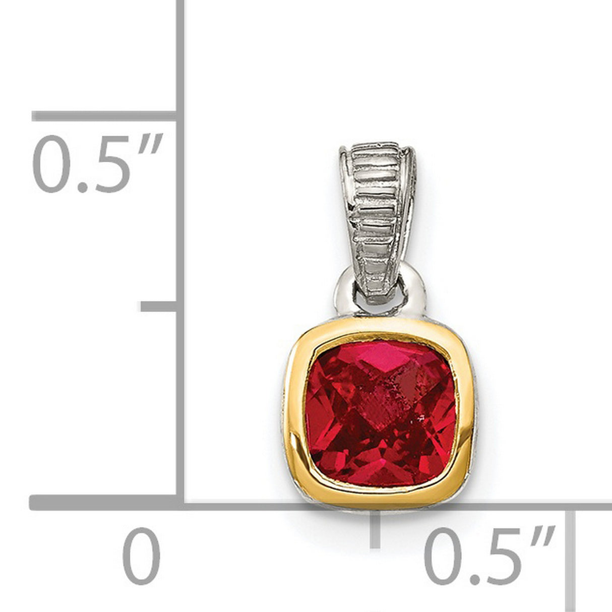 14k Two-Tone Gold Pendant with Ruby in Bezel Setting, Minimalist Jewelry for Women