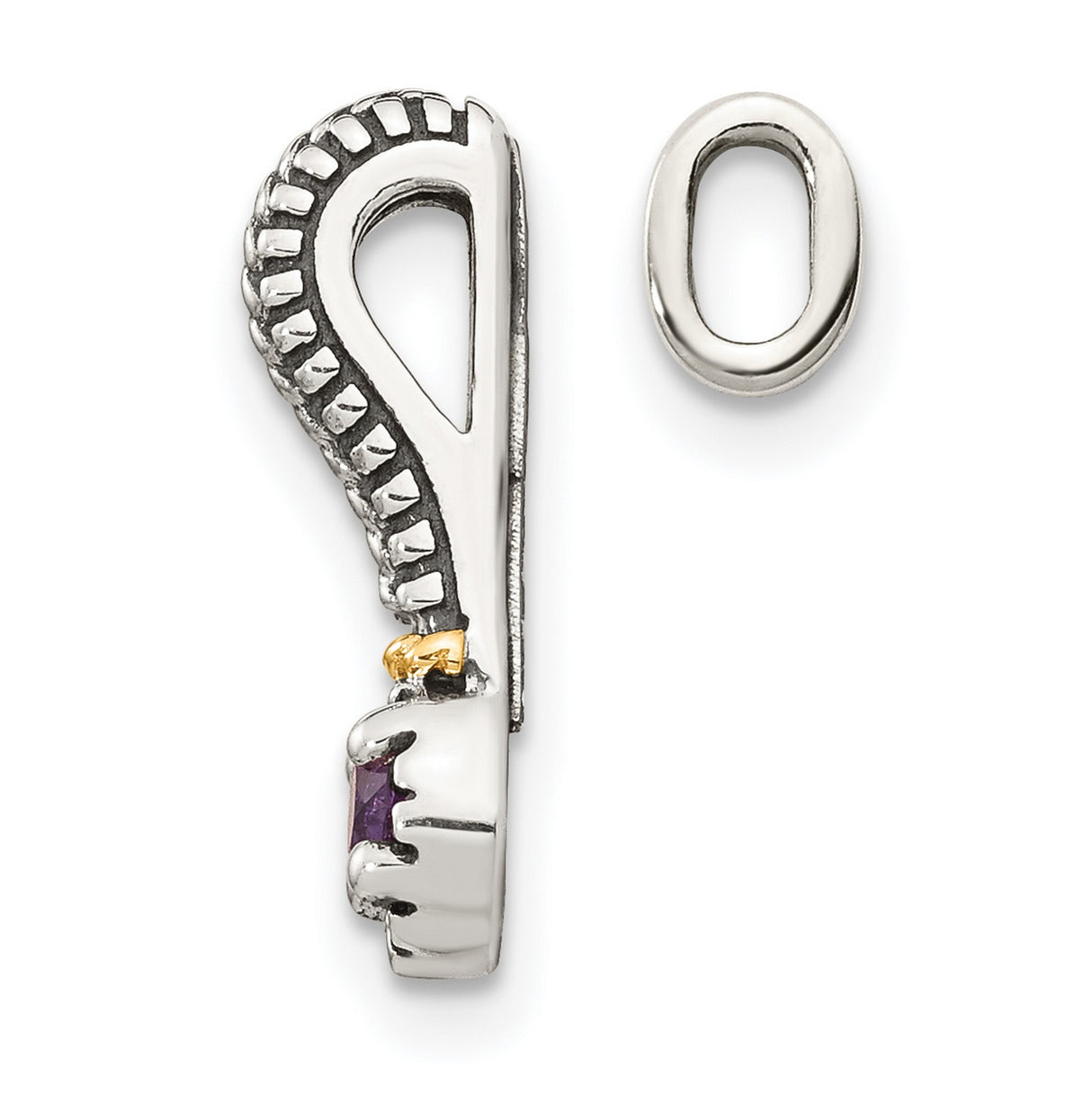 14k Two-Tone Gold Pendant with Round Amethyst, Braided Design